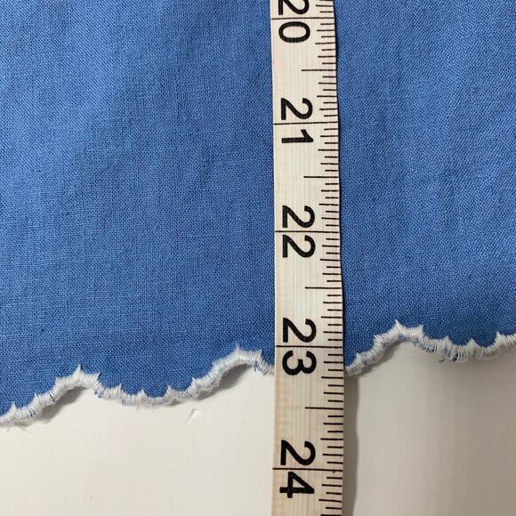 LOFT Baby Blue Scallop Embroidered Hem Short Sleeve Blouse Medium - Picture 9 of 9